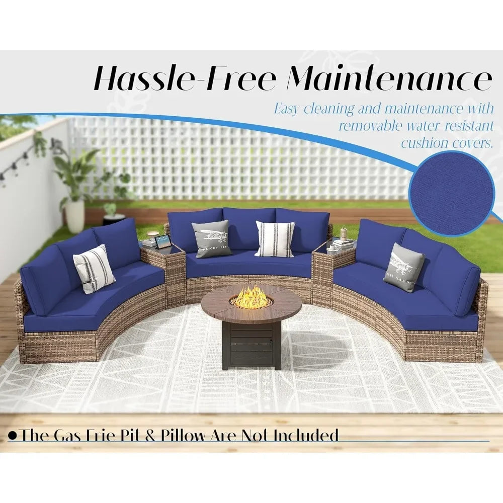 Furniture Sets, 3 Piece Half-Moon Sectional Round Sofa Set.