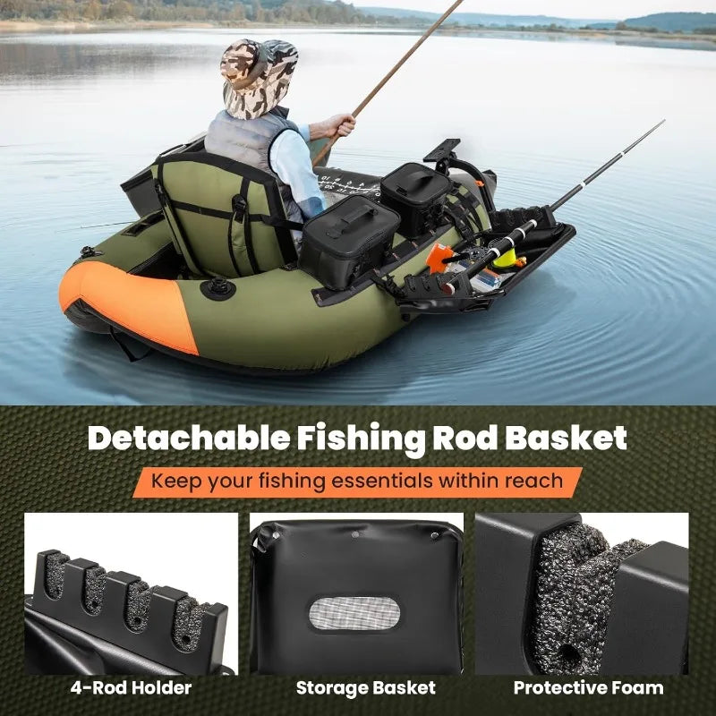 Inflatable Float Tube, With Fish Ruler, Pump, Storage Bag