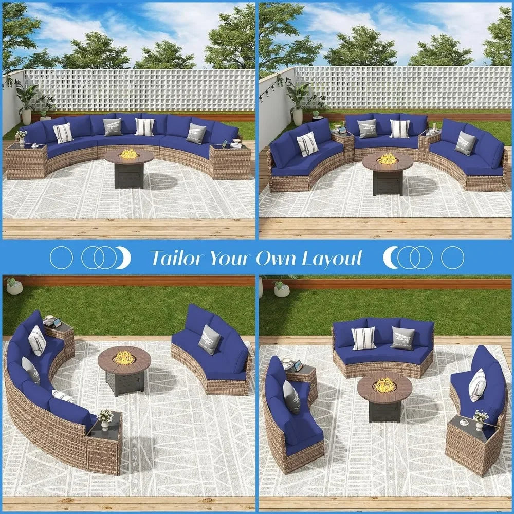 Furniture Sets, 3 Piece Half-Moon Sectional Round Sofa Set.