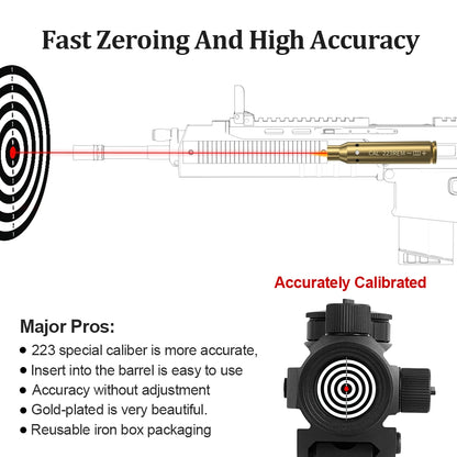 223REM Optics Cartridge Red Dot Laser  Brass Bore sighter.