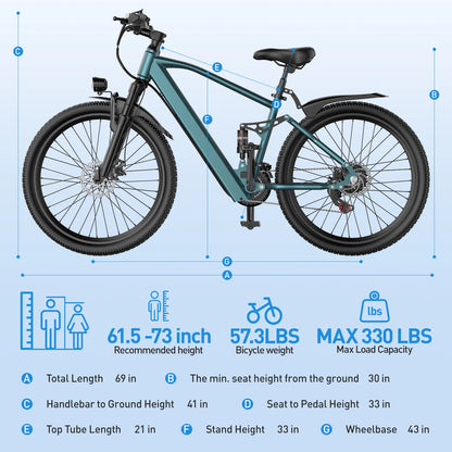 26" 24" Electric Bike For Adults 500W 19 MPH 30Miles.