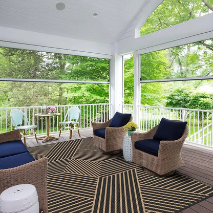 Reversible Outdoor Plastic Straw Rug, Lightweight Mat.