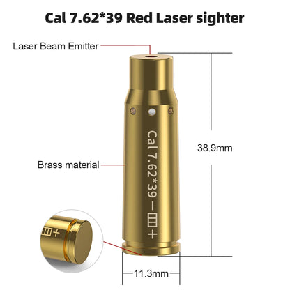 7.62X39 Optics Cartridge Red Dot Brass Bore sighter.