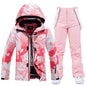 Women Ski Suit Winter Windproof Waterproof Snowboarding Jacket and Pants.