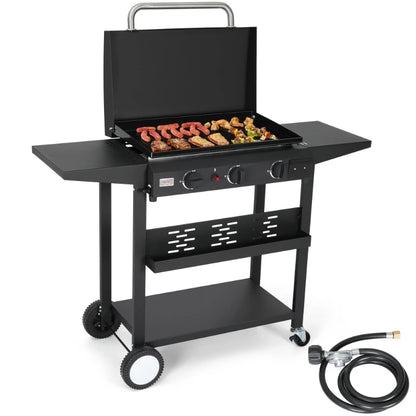 Outdoor Camping Grill 3 Burner BBQ Propane Gas Grill, 24,600 BTU Stainless Steel Patio Garden Barbecue Grill with Stove