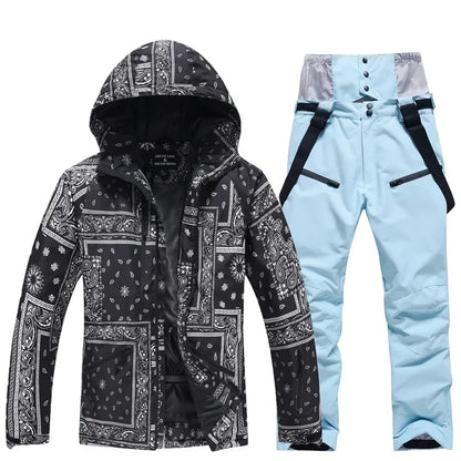 Winter Ski Suit Set -30℃ Cold Snowboard Wear Men/Women Ski Suit Waterproof.