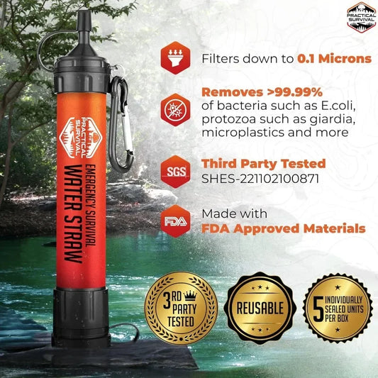 Popular.5 High Capacity Emergency Survival Water Straws.
