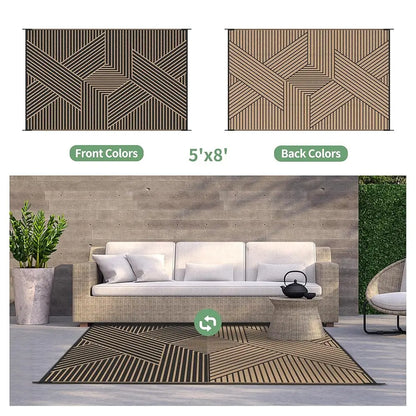 Reversible Outdoor Plastic Straw Rug, Lightweight Mat.