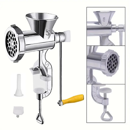 Manual Meat Grinder Silver Aluminum Alloy .