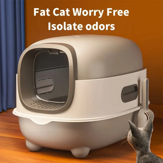 Cat Litter Box - Top-Entry Design, Anti-Splash &Odor-Control.