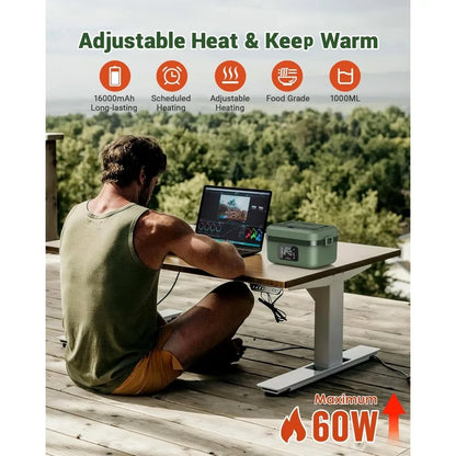 Best -Cordless Electric Lunch Box for Adults,16000mAh Rechargeable Self-Heating.