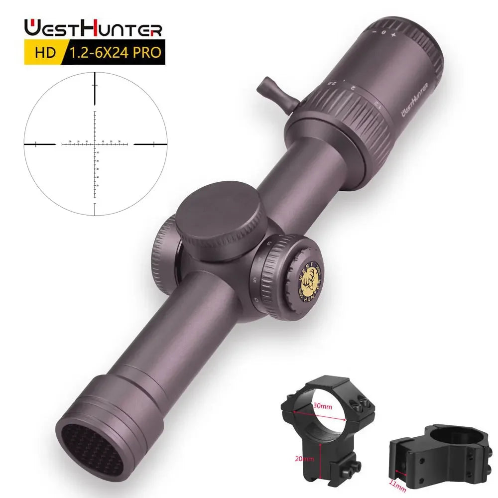 HD 1.2-6X24  Compact Riflescope SFP R&G Illumination 1/5 MIL Glass Etched Reticle.