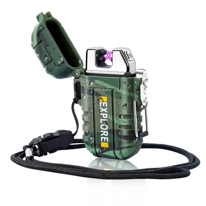 Waterproof Electric Lighter Windproof Dual Arc USB Rechargeable Flameless Plasma Lighters.