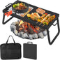 Folding Campfire Grill, Heavy Duty Steel Mesh Grate.