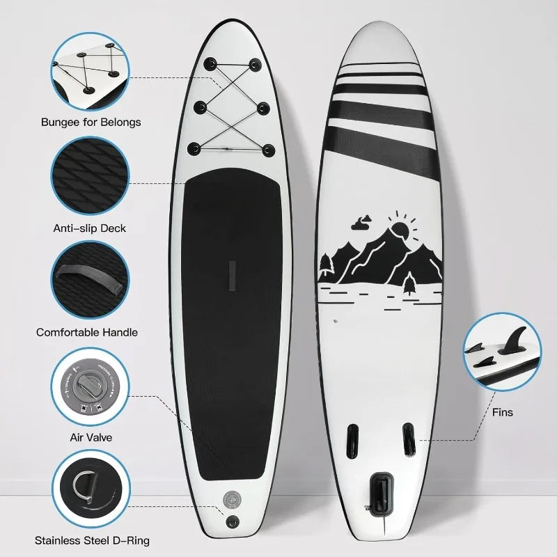 Inflatable Stand Up Paddle Board Ultra-Light 10' × 30" × 6" with Accessories Kit Adjustable Paddle Handle.