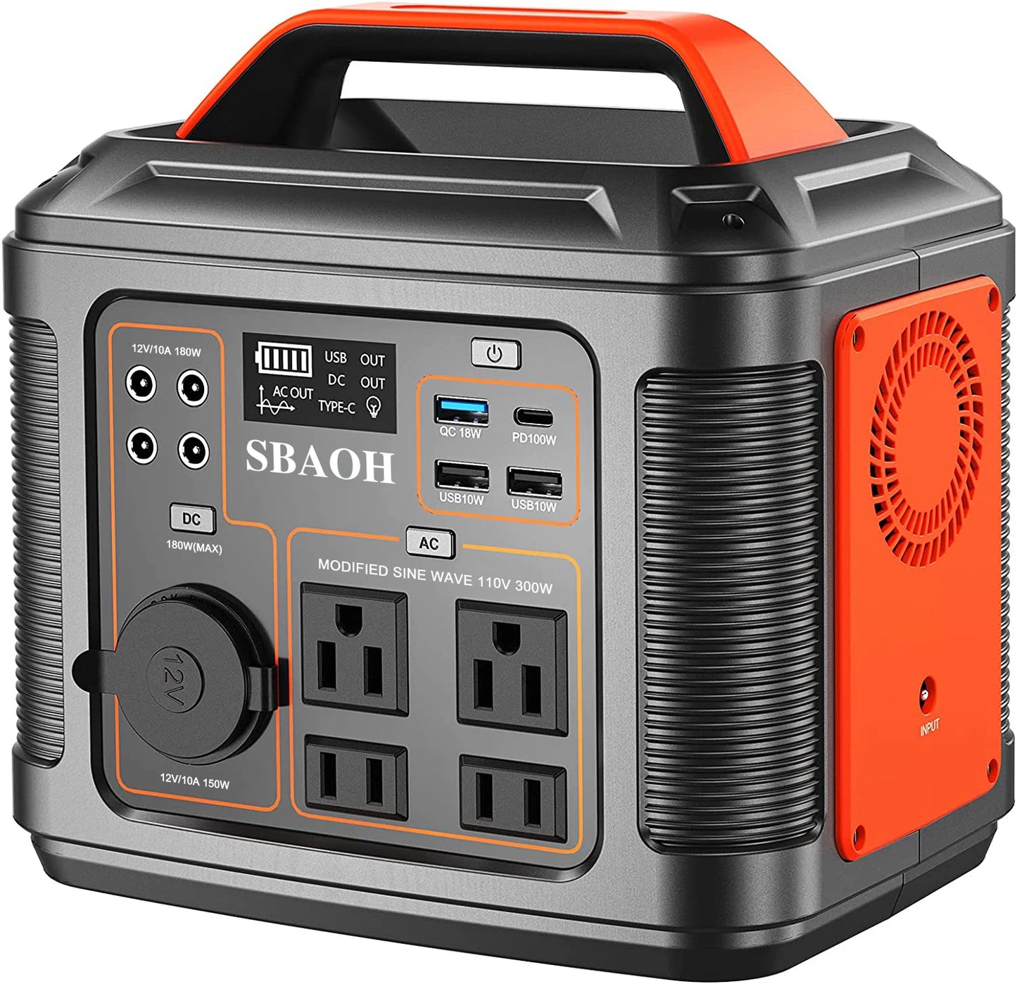 Portable Power Station, 300W 296Wh Solar Generator Quick Charge / 110V AC Outlets/DC.
