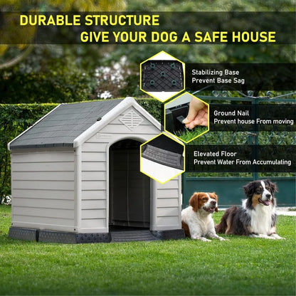 Durable Waterproof Plastic Dog House for Small to Large Sized Dogs.