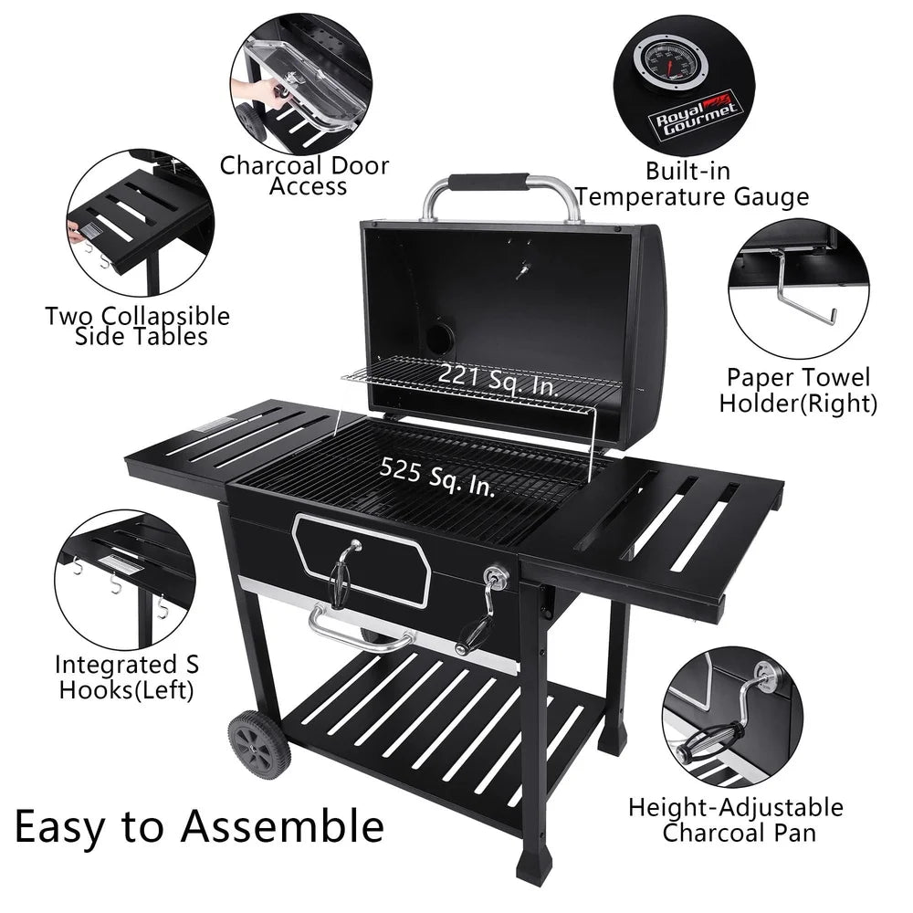 30 Inch Charcoal Grill BBQ Smoker.