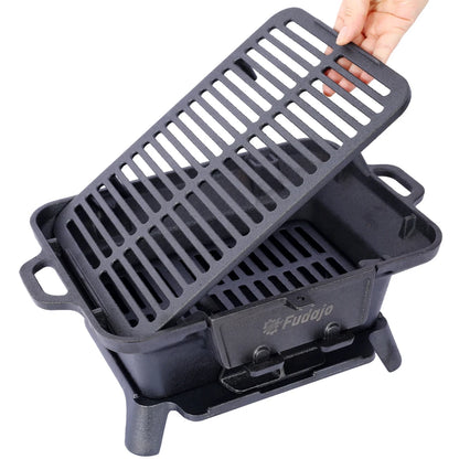 Grill Outdoor, Portable Charcoal Grill Tabletop Cast Iron.