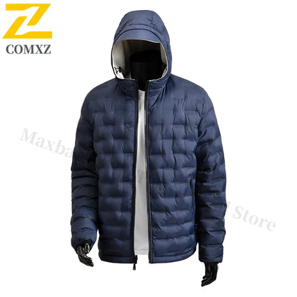 Winter Warm Padded Snow Coat Men's -20 Degree Hooded Outdoor Thick Parka.
