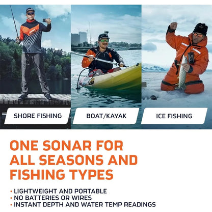 Portable Fish Finder and Depth Finder for Kayaks, Boats and Ice Fishing with GPS Enabled.