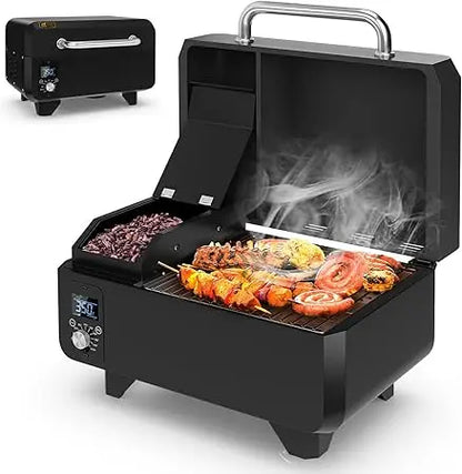 Portable Tabletop Wood Pellet Smoker with Temperature Control.
