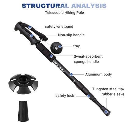 Trekking Poles Aluminum Alloy Telescopic Walking Hiking Stick.