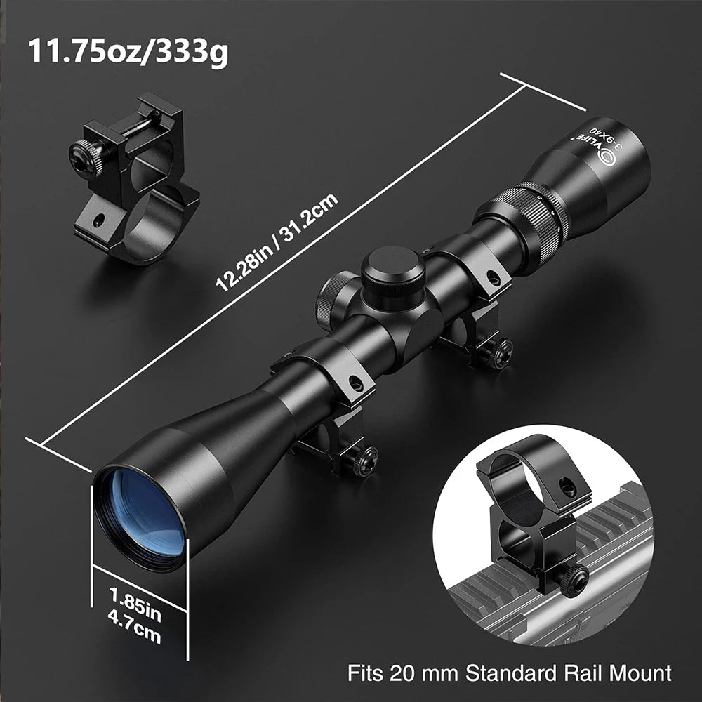 3-9X40  Rifle Scope Wire Rangefinder Reticle Crossbow Mil Dot Reticle.