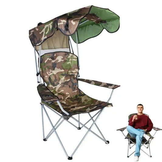 Folding Chair With Sun Shield Lounge Portable.