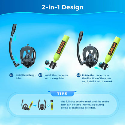 Mini Scuba Tank with Snorkel Mask 0.5L Portable.
