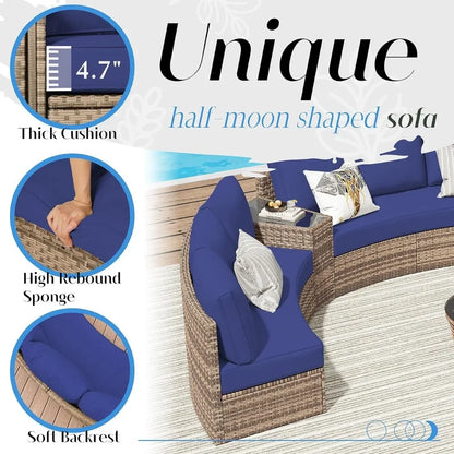 Furniture Sets, 3 Piece Half-Moon Sectional Round Sofa Set.