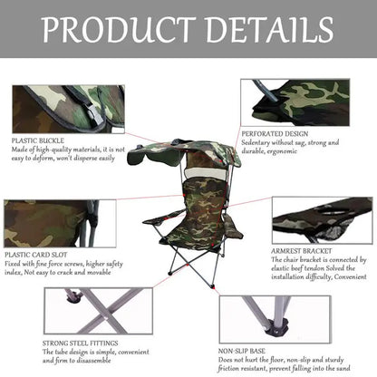Folding Chair With Sun Shield Lounge Portable.
