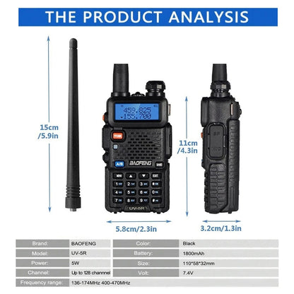 1PC/2PCS  UV-5R USB Long Range Portable Two Way Radio Baofeng CB Radio Walkie.