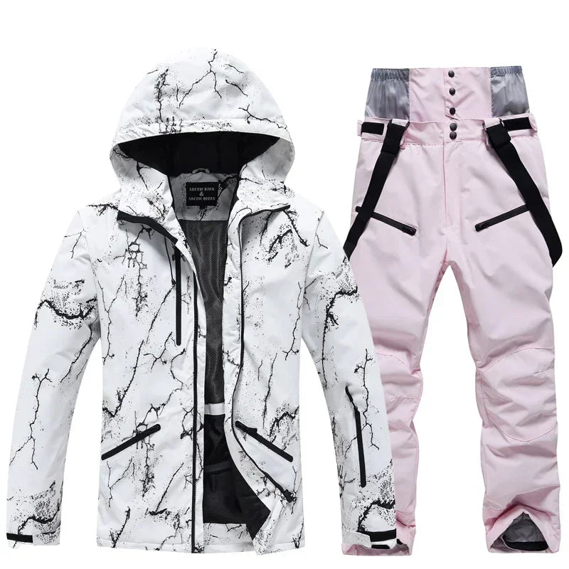Winter Ski Suit Set -30℃ Cold Snowboard Wear Men/Women Ski Suit Waterproof.