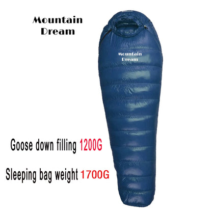 Sleeping Bag Adult Mummy White Goose Down Warm Three Seasons.