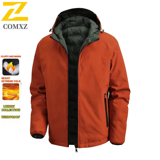 Winter Warm Padded Snow Coat Men's -20 Degree Hooded Outdoor Thick Parka.