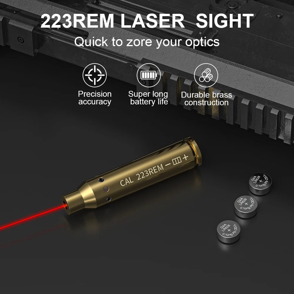 223REM Optics Cartridge Red Dot Laser  Brass Bore sighter.