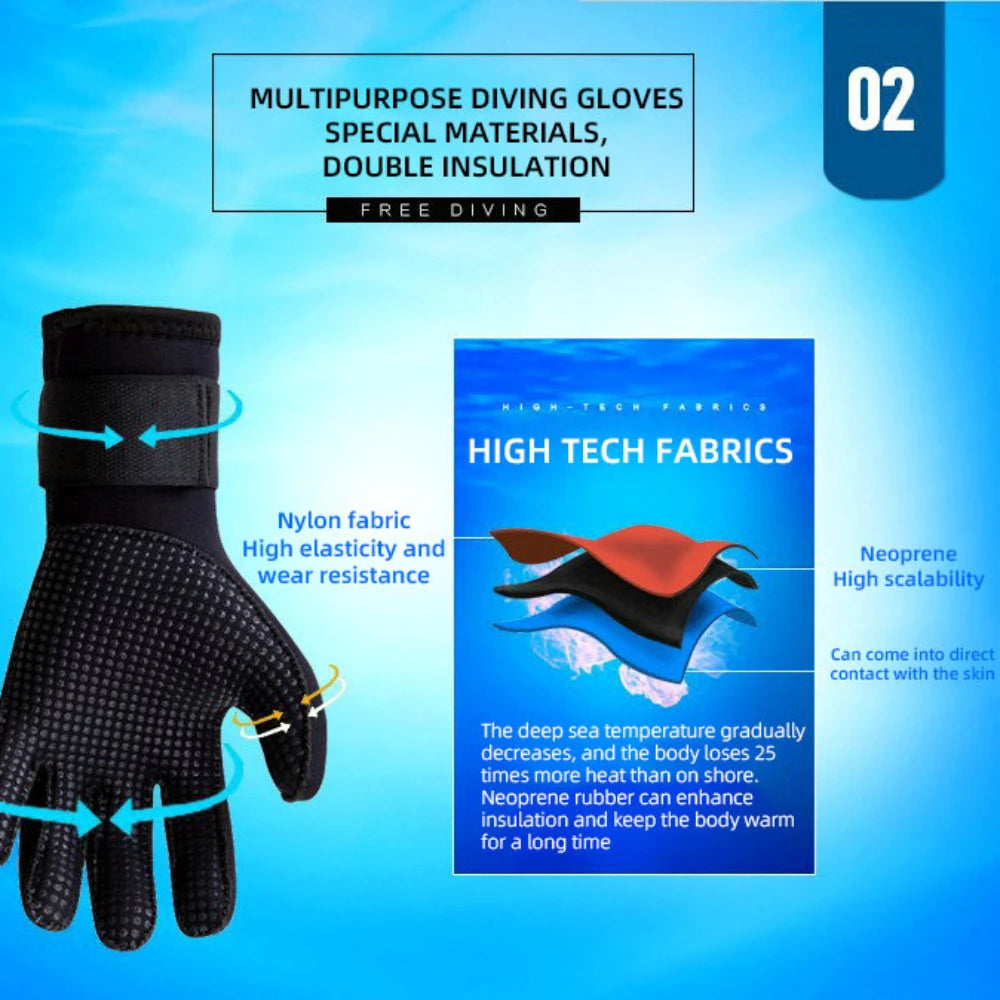 3mm Neoprene Diving Gloves.