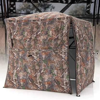 2-3 Person Hunting Blind, 360 Degree See Through Ground Blind With Full-Open Door & Sliding Windows.