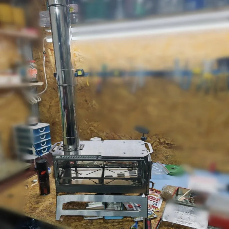 Camping Wood Stove Firewood Stainless Steel With Side Panels.