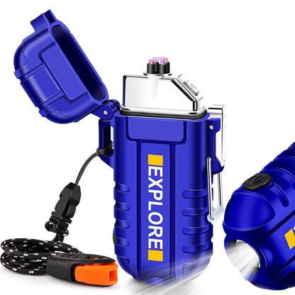 Waterproof Electric Lighter Windproof Dual Arc USB Rechargeable Flameless Plasma Lighters.