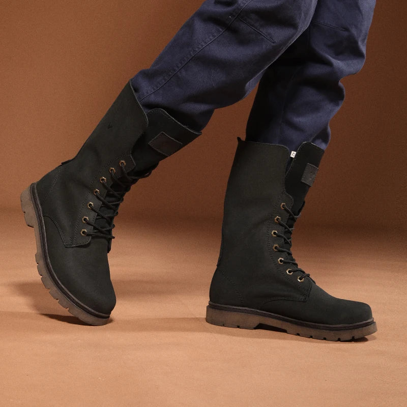 Leather Men's Hiking boots Motorcycle Boots waterproof trekking