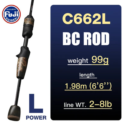 Stream Baitcasting Fishing Rods Ultralight Carbon Solid Wood Handle.