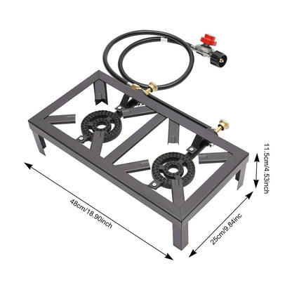 Cast Iron Double Burner Outdoor Camp Stove Propane.