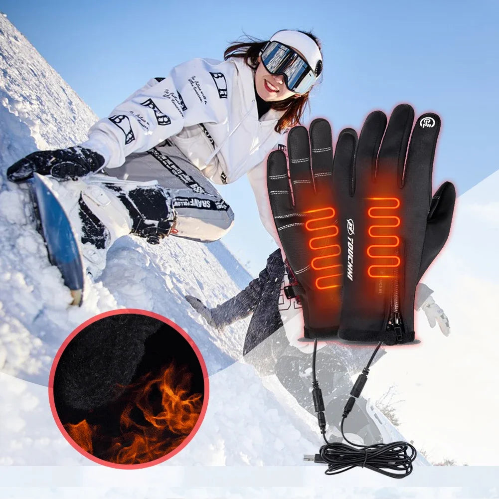 Electric Thermal Heat Gloves Winter Warm Touch Screen Waterproof Rechargeable 
.