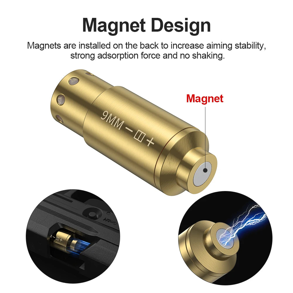 9MM Optics Cartridge Red Dot Laser 9MM Bore sighter.