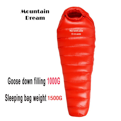 Sleeping Bag Adult Mummy White Goose Down Warm Three Seasons.