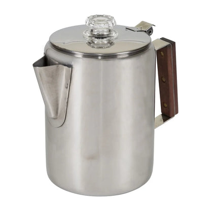 Stainless Steel Percolator Coffee Pot 9 Cup Heat Insulating Handle Easy Pour Spout