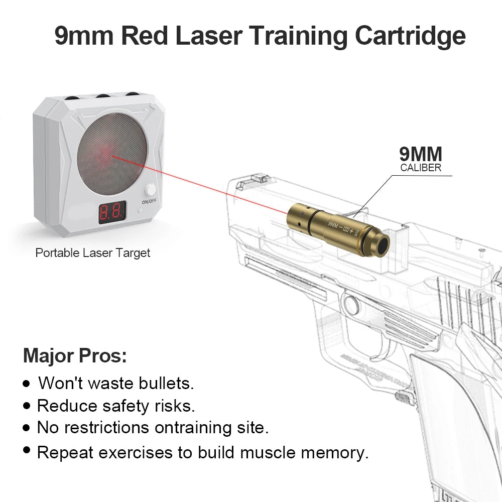 9mm laser training cartridge Red Dot Laser Training Bullet Dry Fire.