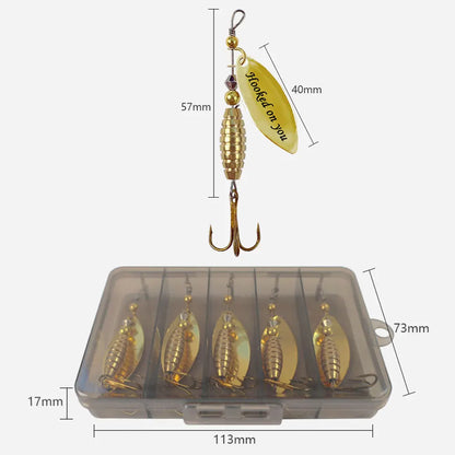 10pcs Boxed Metal Spoon Spinner Fishing Lure with Treble Hook.